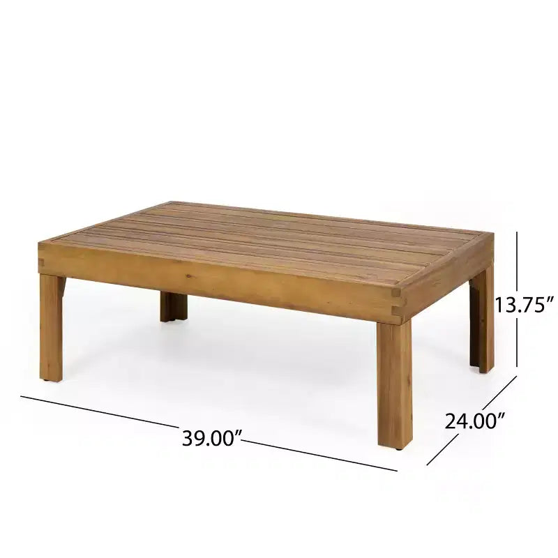 Ensemble de meubles de patio d'extérieur, ensemble de conversation en bois d'acacia avec chaises d'appoint en osier, causeuse et table basse - Merax