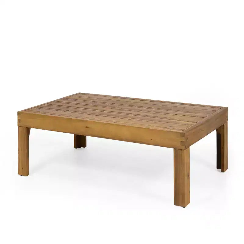 Ensemble de meubles de patio d'extérieur, ensemble de conversation en bois d'acacia avec chaises d'appoint en osier, causeuse et table basse - Merax