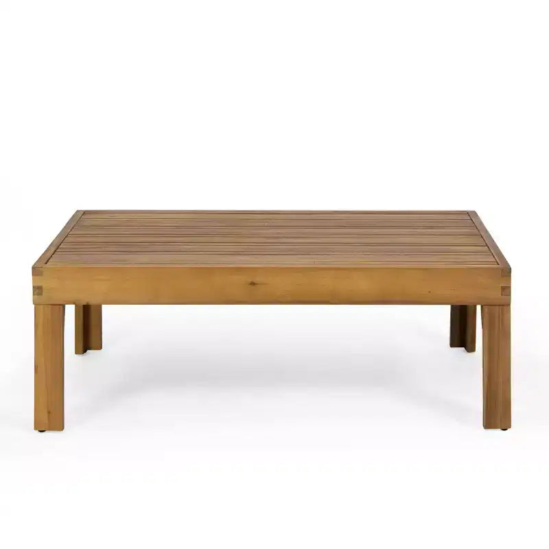 Ensemble de meubles de patio d'extérieur, ensemble de conversation en bois d'acacia avec chaises d'appoint en osier, causeuse et table basse - Merax