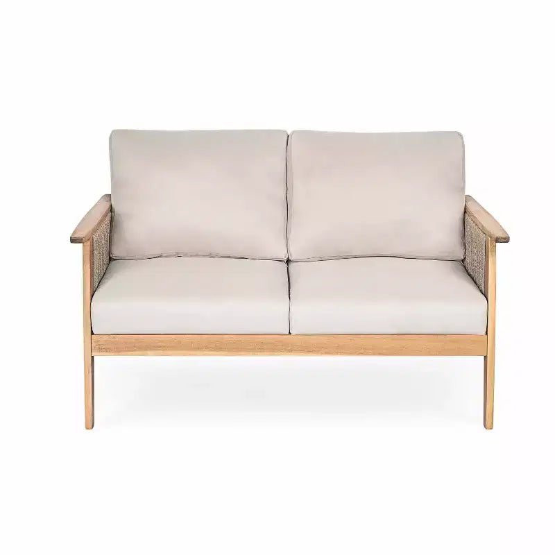 Christopher Knight Home Tariq Ensemble de 4 meubles de jardin rustiques en bois d'acacia et corde avec coussins