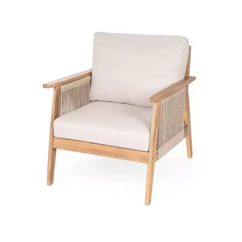 Christopher Knight Home Tariq Ensemble de 4 meubles de jardin rustiques en bois d'acacia et corde avec coussins