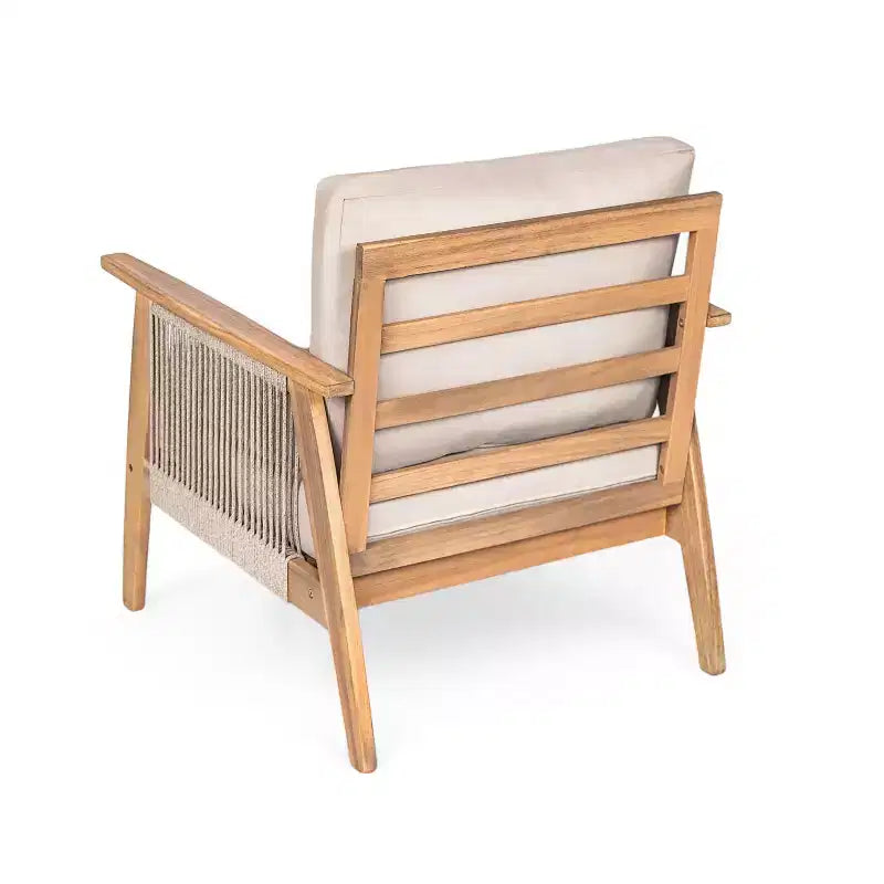 Christopher Knight Home Tariq Ensemble de 4 meubles de jardin rustiques en bois d'acacia et corde avec coussins