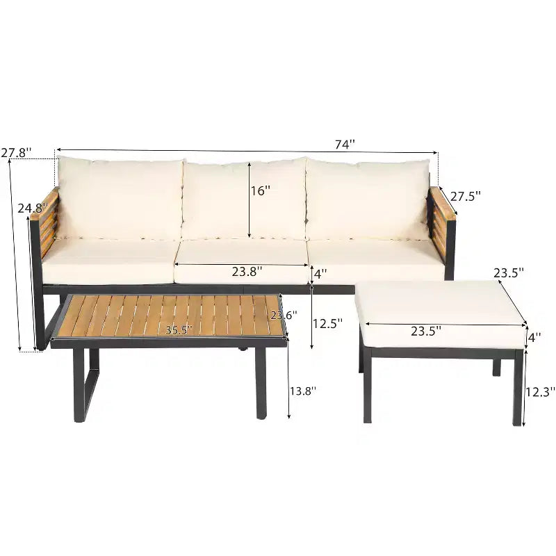 Christopher Knight Home Faye Ensemble de 5 pièces de mobilier de patio en acacia et métal avec rembourrage et lattes