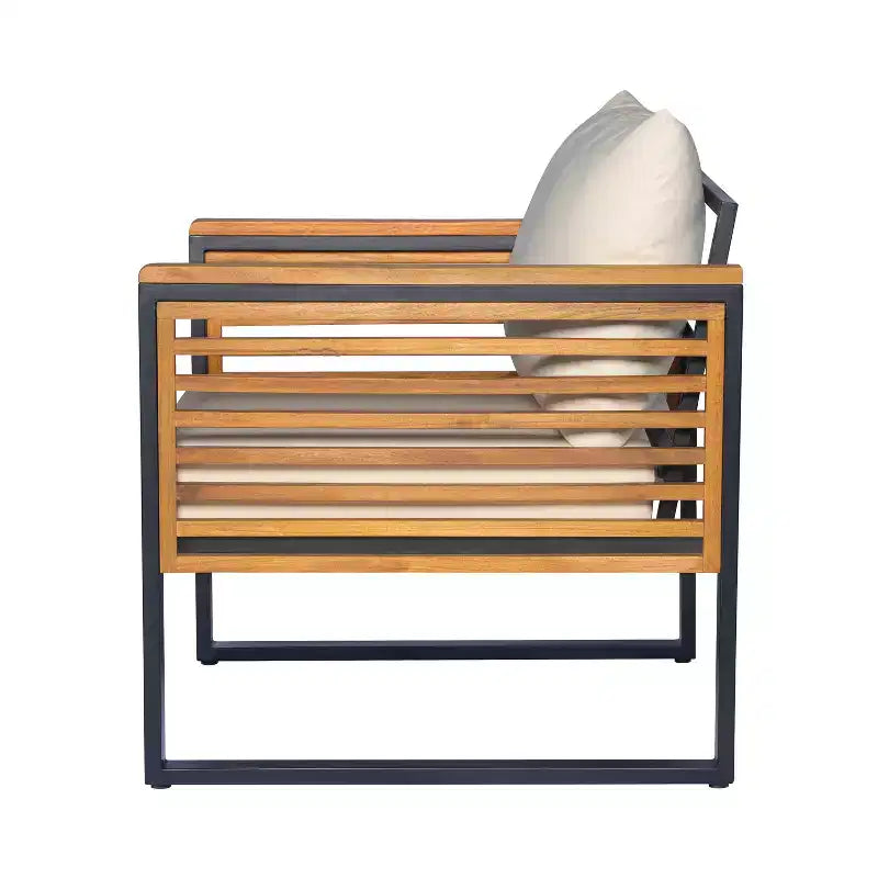 Christopher Knight Home Faye Ensemble de 5 pièces de mobilier de patio en acacia et métal avec rembourrage et lattes