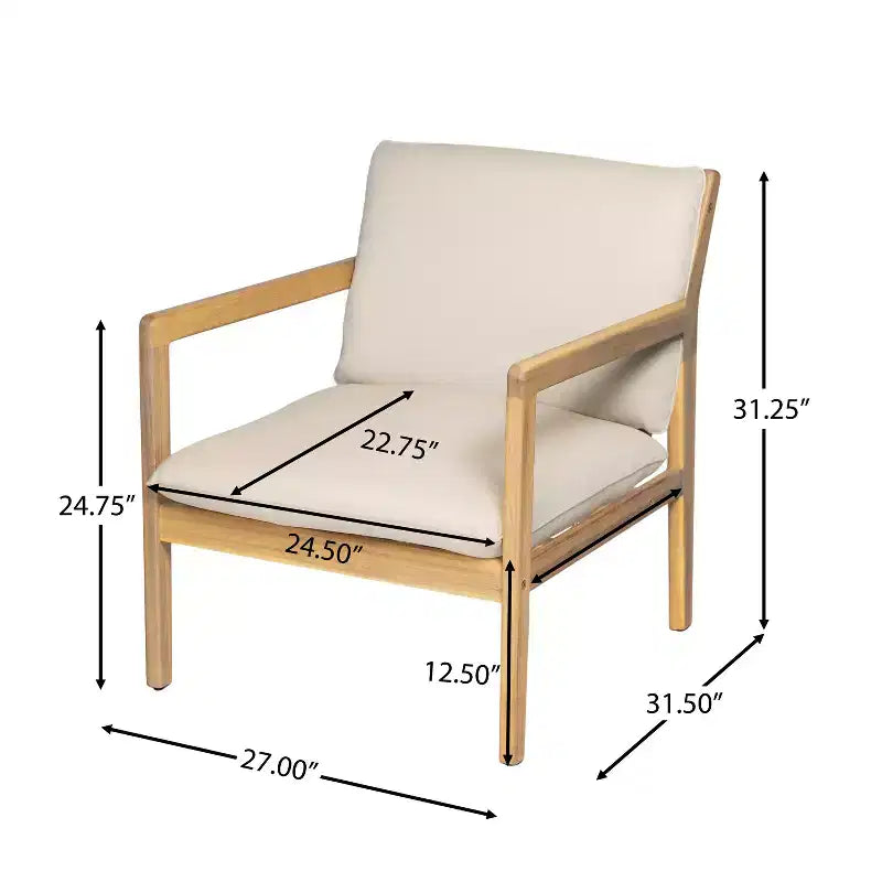 Christopher Knight Home Vanda Ensemble de 4 fauteuils de jardin en bois d'acacia à lattes avec coussins