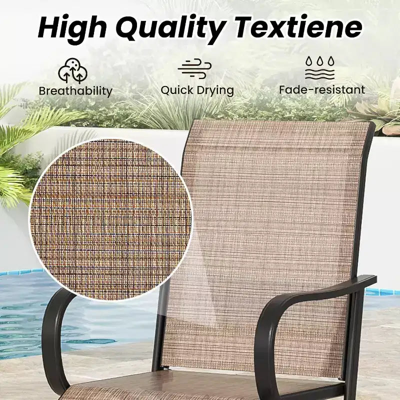 Lot de 2 tabourets de bar d'extérieur pivotants en textilène – Rotation à 360°, design ergonomique résistant aux intempéries, parfait pour balcon et patio