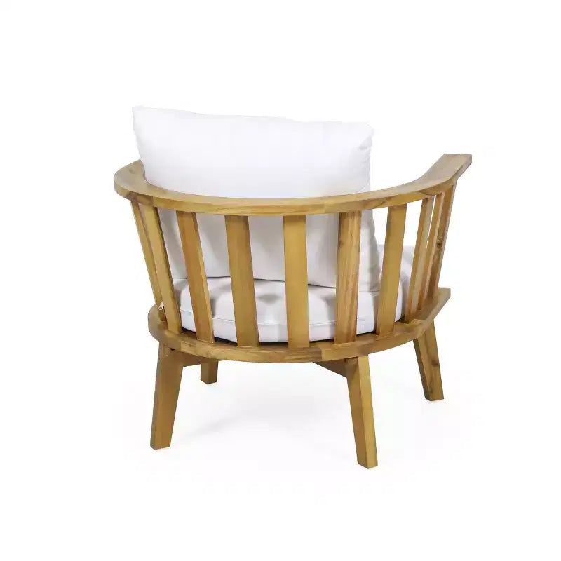 GDFStudio Lorie Ensemble de conversation 3 pièces en bois d'acacia avec coussins résistants à l'eau, teck/blanc
