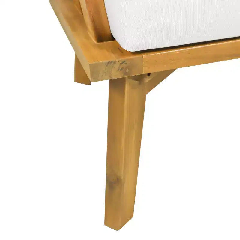 GDFStudio Lorie Ensemble de conversation 3 pièces en bois d'acacia avec coussins résistants à l'eau, teck/blanc