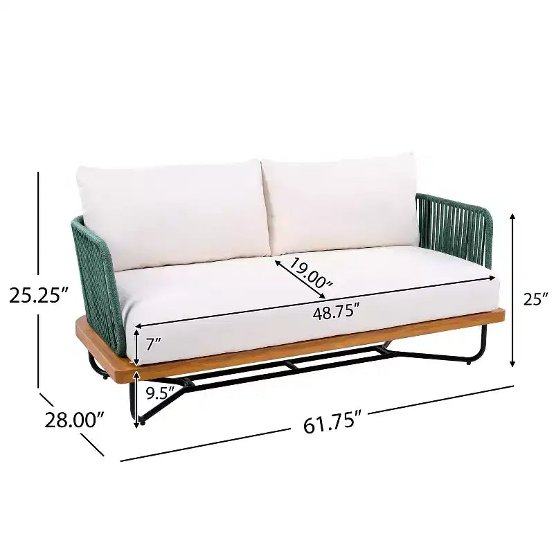 Christopher Knight Home Galen, ensemble de 6 meubles d'extérieur tissés en corde avec structure en acacia et fer, et assise rembourrée