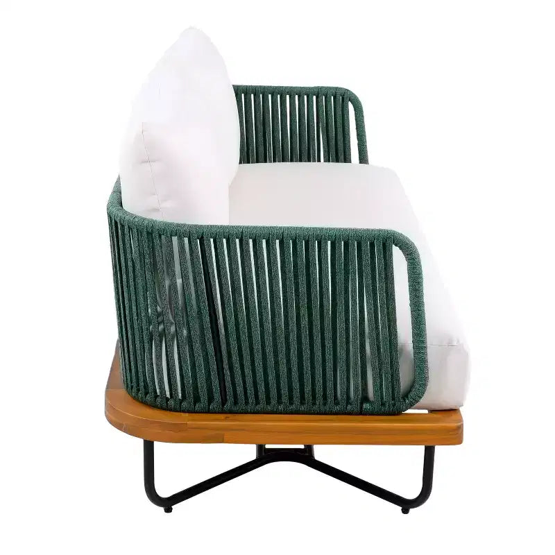 Christopher Knight Home Galen, ensemble de 6 meubles d'extérieur tissés en corde avec structure en acacia et fer, et assise rembourrée