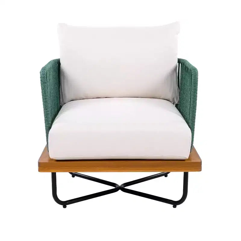Christopher Knight Home Galen, ensemble de 6 meubles d'extérieur tissés en corde avec structure en acacia et fer, et assise rembourrée