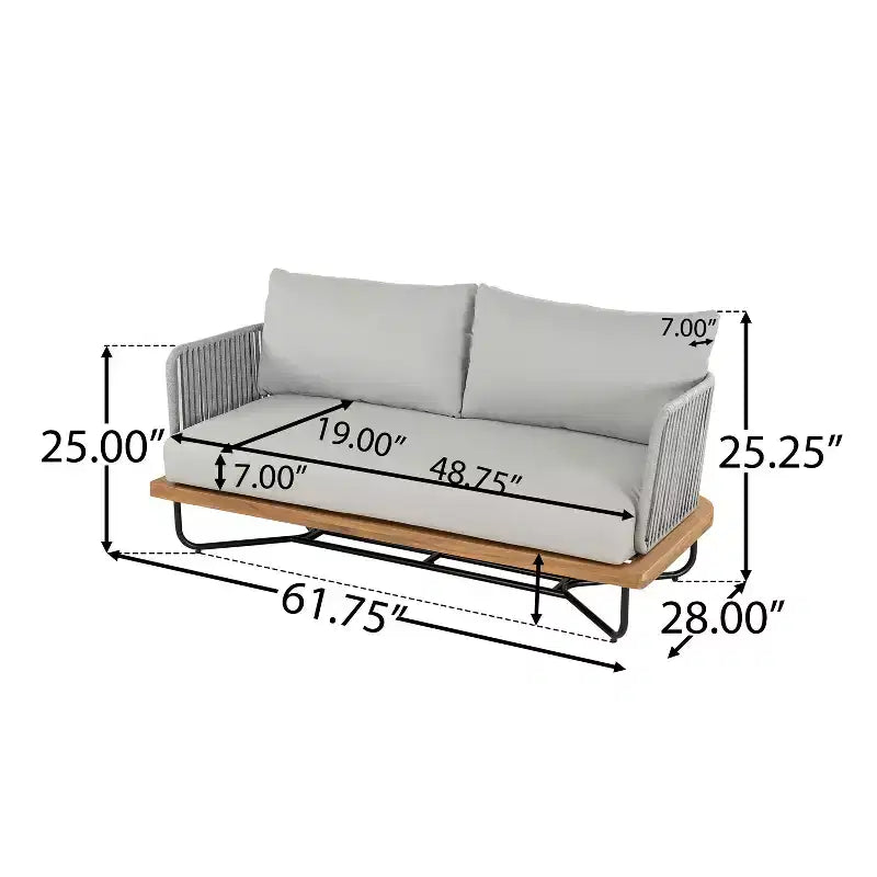 Christopher Knight Home Galen, ensemble de 6 meubles d'extérieur tissés en corde avec structure en acacia et fer, et assise rembourrée