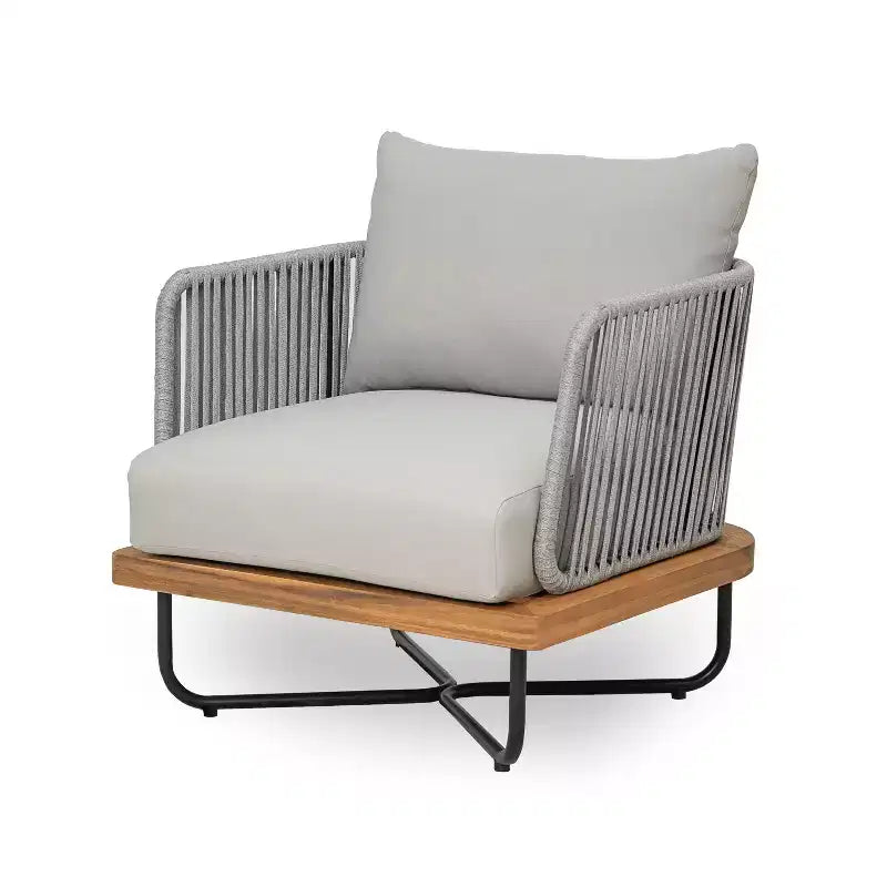 Christopher Knight Home Galen, ensemble de 6 meubles d'extérieur tissés en corde avec structure en acacia et fer, et assise rembourrée