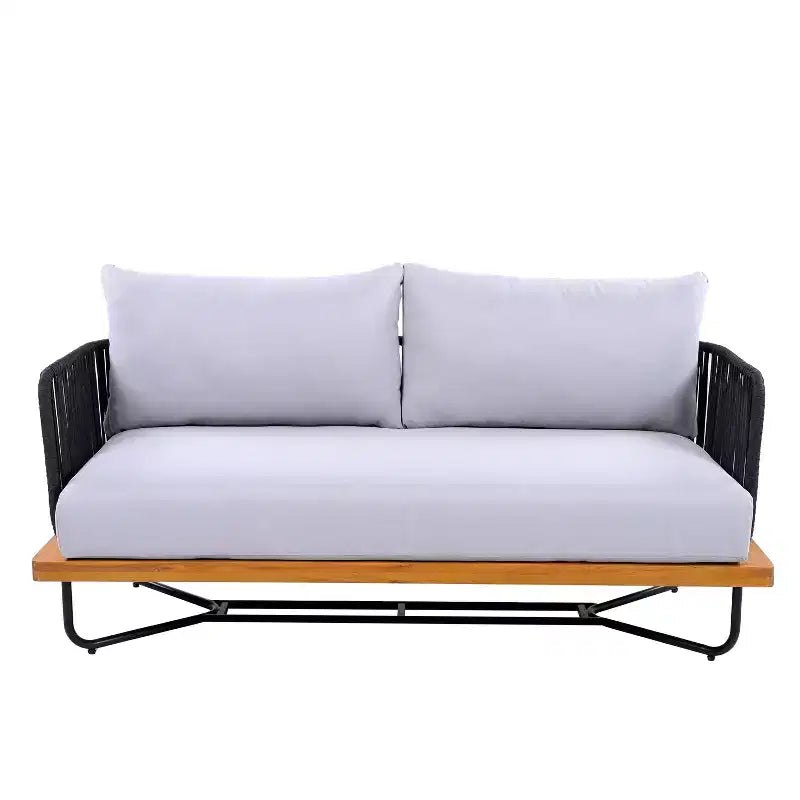 Christopher Knight Home Galen, ensemble de 6 meubles d'extérieur tissés en corde avec structure en acacia et fer, et assise rembourrée