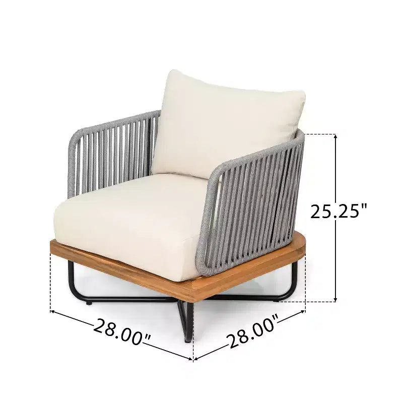 Christopher Knight Home Galen, ensemble de 6 meubles d'extérieur tissés en corde avec structure en acacia et fer, et assise rembourrée