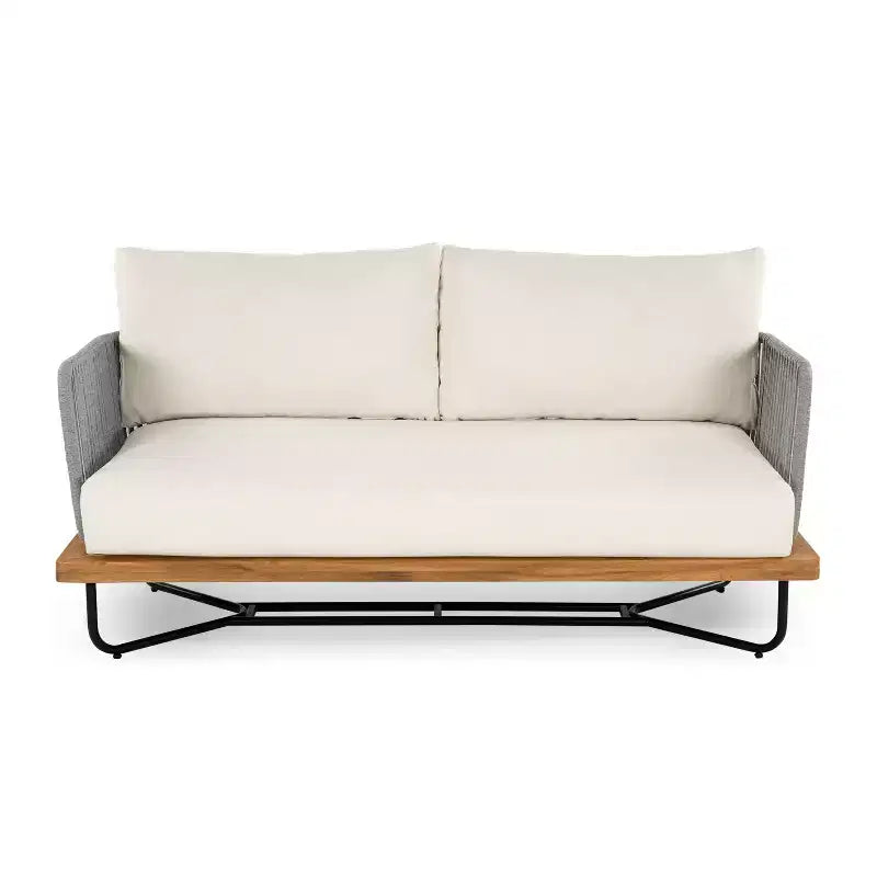 Christopher Knight Home Galen, ensemble de 6 meubles d'extérieur tissés en corde avec structure en acacia et fer, et assise rembourrée