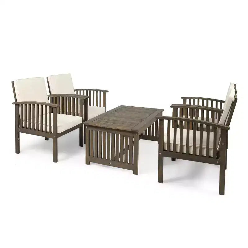 Christopher Knight Home Carolina Ensemble de conversation 5 pièces en bois d'acacia d'extérieur avec coussins