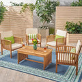 Christopher Knight Home Carolina Ensemble de conversation 5 pièces en bois d'acacia d'extérieur avec coussins