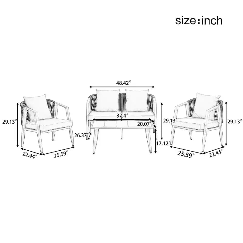 Ensemble de sièges d'extérieur Whisen, durables et confortables, adaptés aux patios, pelouses et bords de piscine
