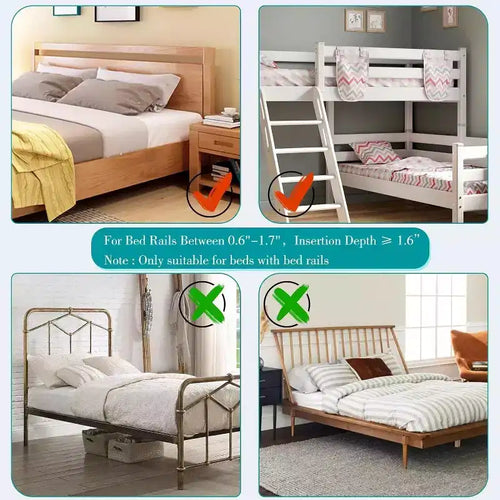  Étagère de chevet pour lit, étagère pliante pour lit superposé, étagère à clipser pour table de chevet, grand format, gris