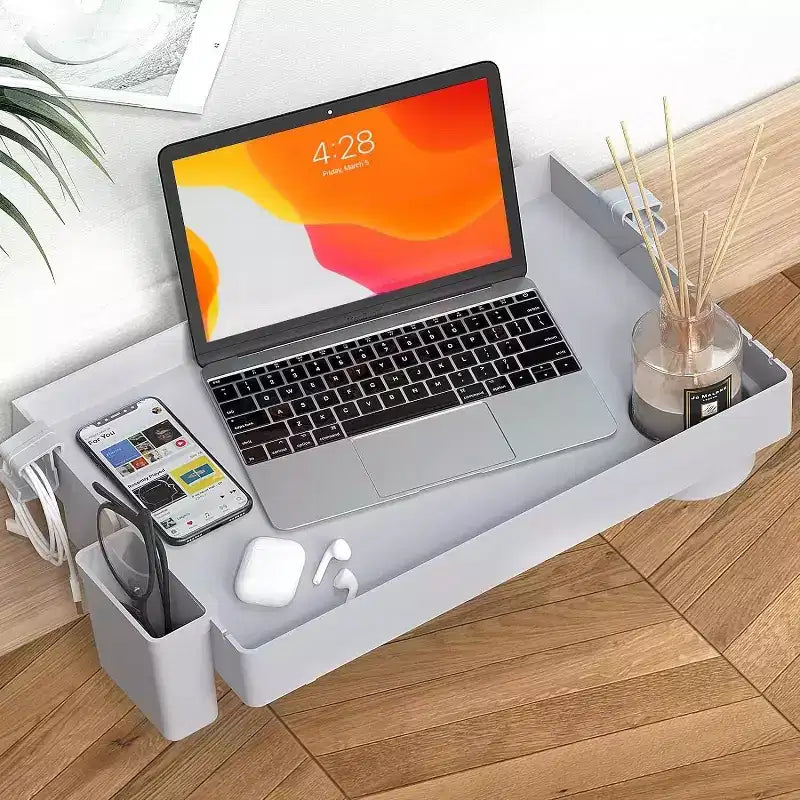 ACOINEL Bedside Shelf for Bed, Folding Bunk Bed Shelf for Top Bunk Clip On Nightstand Room Essential Table Caddy Bedside Night Stand, Plus Size,Grey