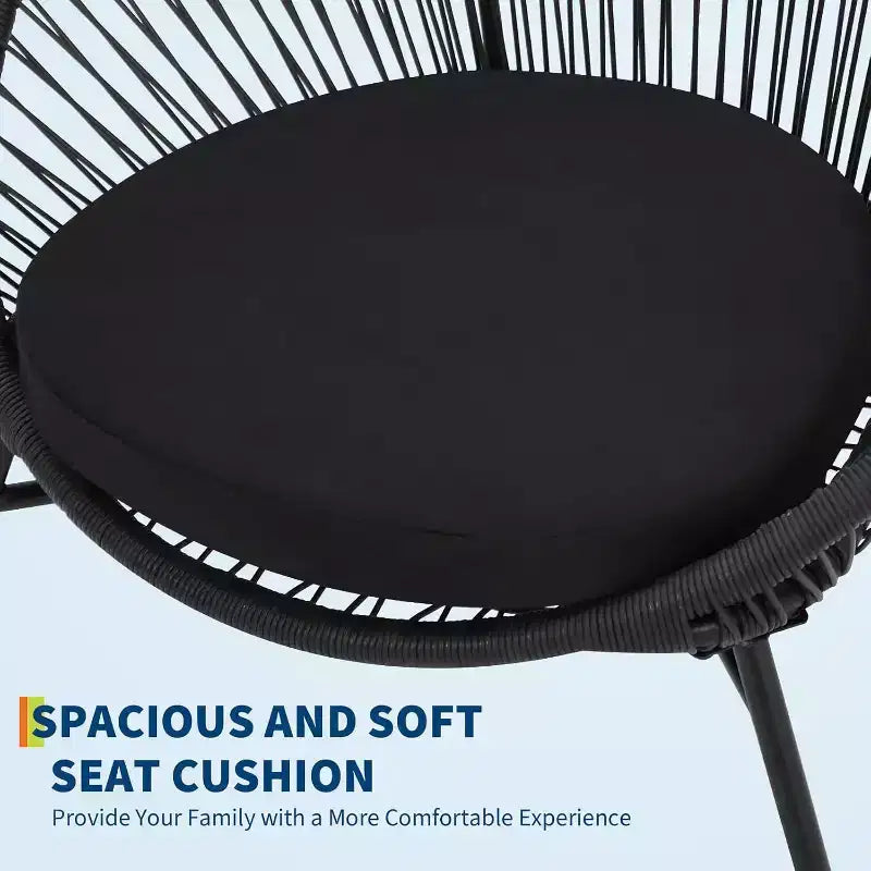 Ensemble de patio Acapulco 3 pièces – Chaises tissées tout temps et table en verre trempé pour balcon/terrasse
