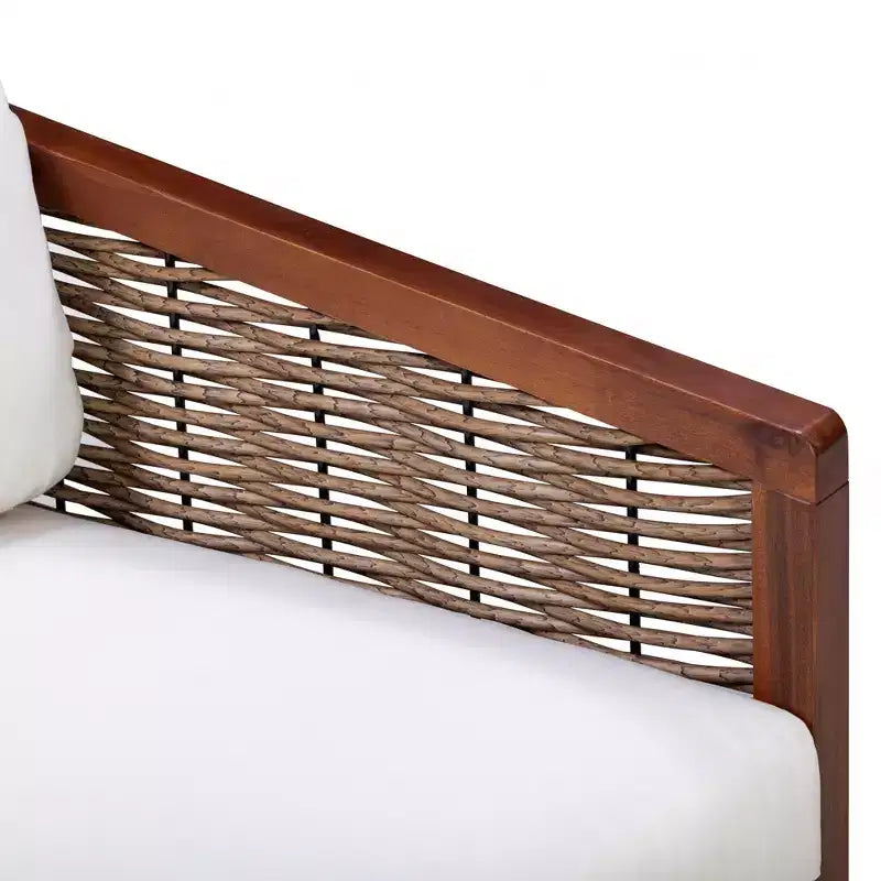 Ensemble de conversation d'extérieur 4 pièces en bois d'acacia marron - Teamson Home : sièges avec coussins et table basse assortie