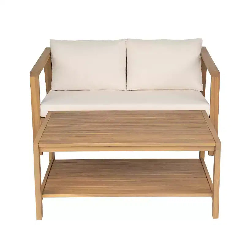 Christopher Knight Home Fraser Ensemble causeuse et table basse en bois d'acacia à lattes pour patio