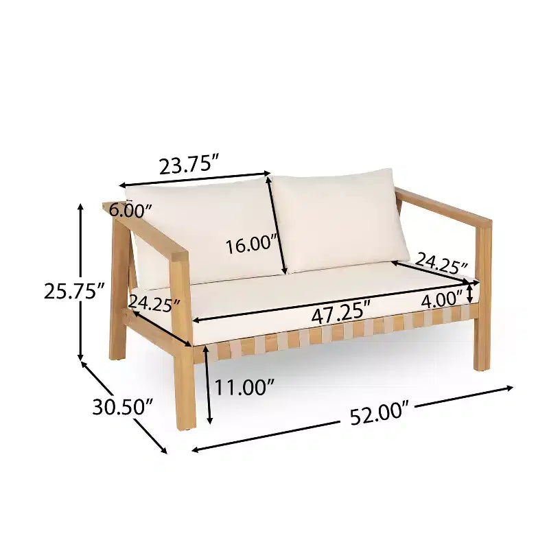 Christopher Knight Home Fraser Ensemble causeuse et table basse en bois d'acacia à lattes pour patio