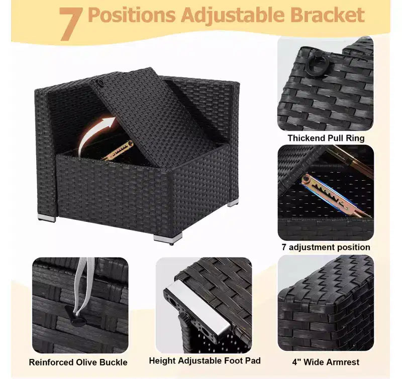 Ensemble de Patio Extérieur EROMMY 7 Pièces avec Coussins