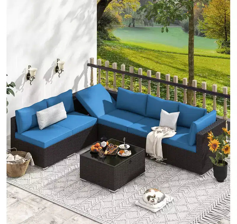 Ensemble de Patio Extérieur EROMMY 7 Pièces avec Coussins