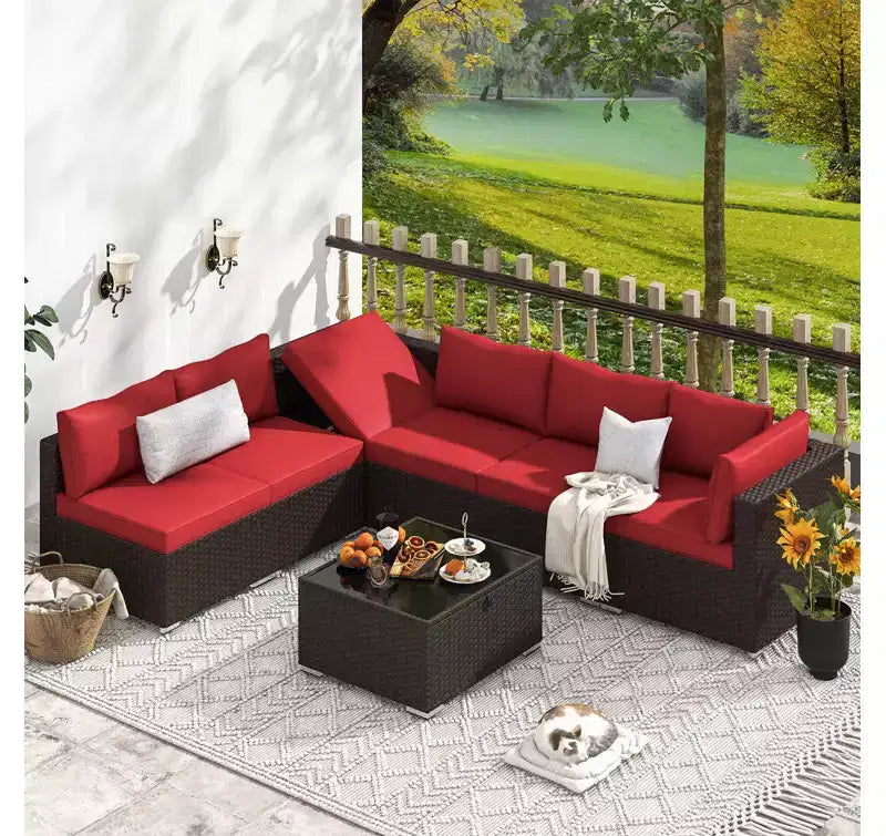 Ensemble de Patio Extérieur EROMMY 7 Pièces avec Coussins