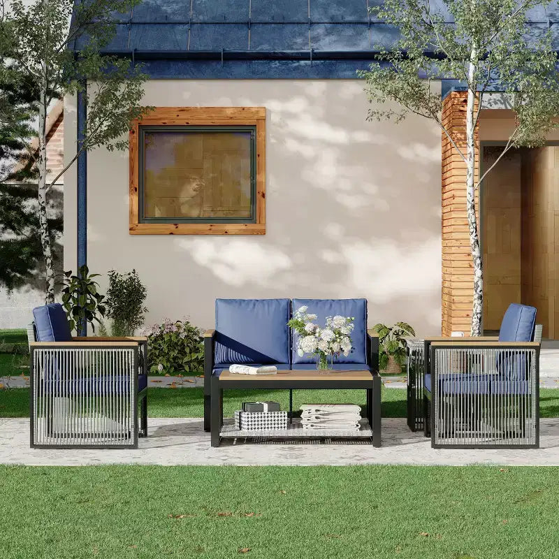 Ensemble de meubles de jardin EROMMY 5 pièces – Salon de jardin moderne avec table basse