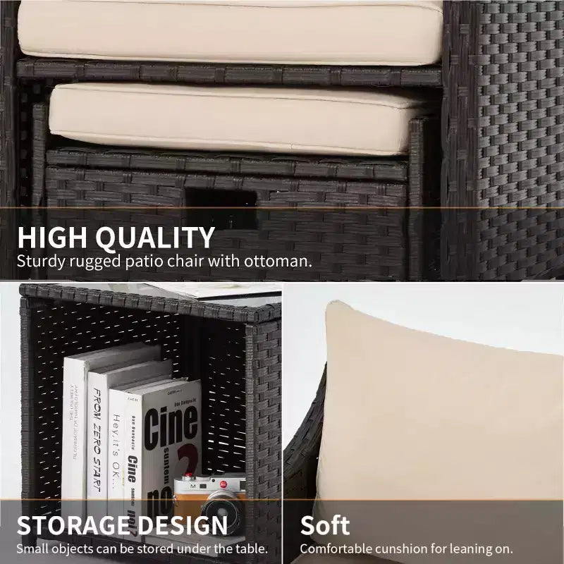 Ensemble de 5 meubles en osier EROMMY avec coussins