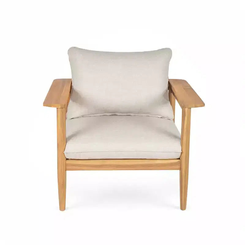 Christopher Knight Home Kate Ensemble Fauteuil et Ottoman de Patio en Bois d'Acacia avec Coussins Résistants à l'Eau