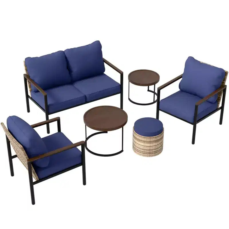 EAGLE PEAK Collection de 6 meubles d'extérieur modernes Sunset Dune, en osier avec grain de bois pour patio
