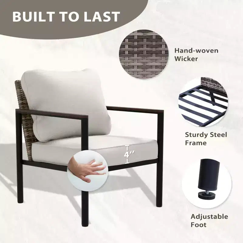 EAGLE PEAK Collection de 6 meubles d'extérieur modernes Sunset Dune, en osier avec grain de bois pour patio