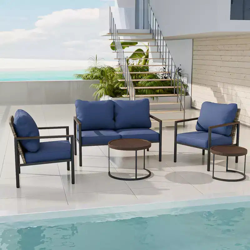 EAGLE PEAK Collection de 6 meubles d'extérieur modernes Sunset Dune, en osier avec grain de bois pour patio