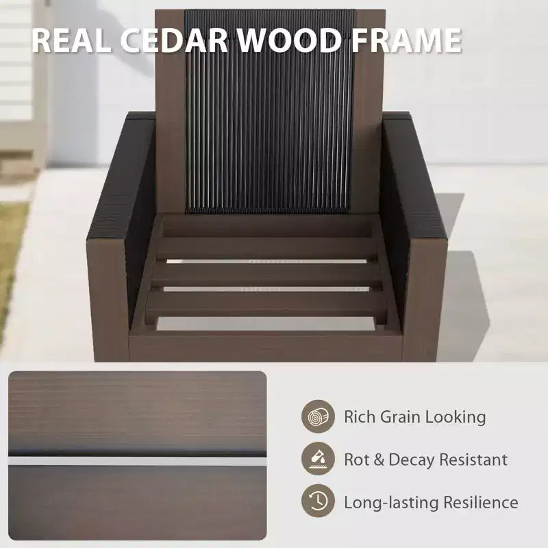 EAGLE PEAK Ensemble de mobilier de jardin 4 pièces en cèdre naturel, salon de jardin d'extérieur avec table basse