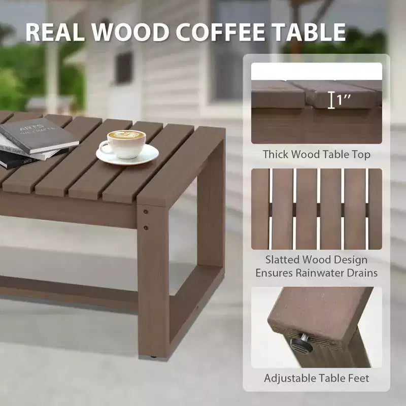 EAGLE PEAK Ensemble de mobilier de jardin 4 pièces en cèdre naturel, salon de jardin d'extérieur avec table basse