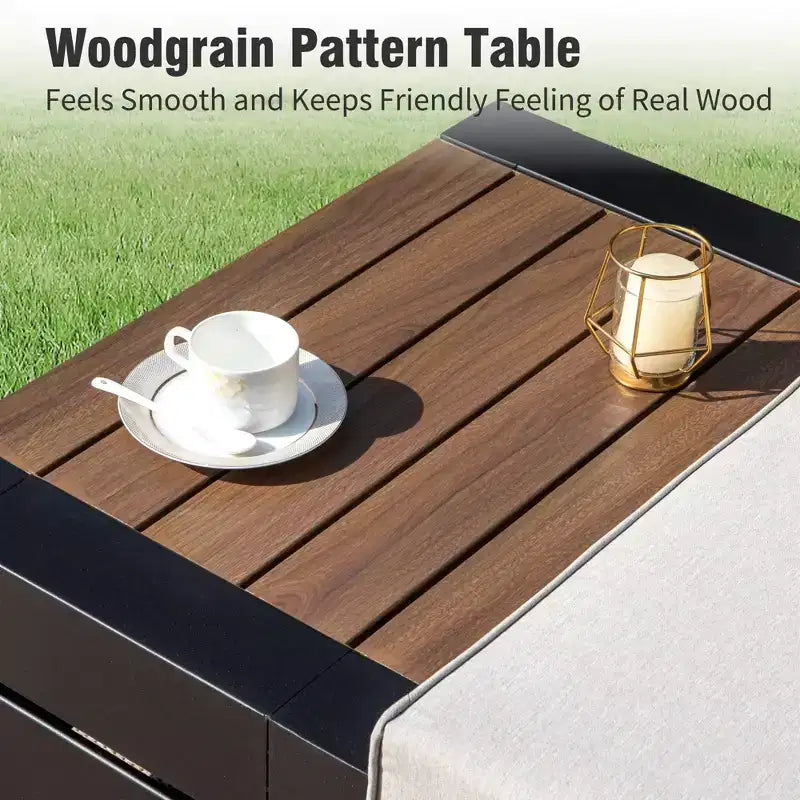 Canapé d'angle modulable d'extérieur Captiva Designs avec coussins épais et table aspect bois