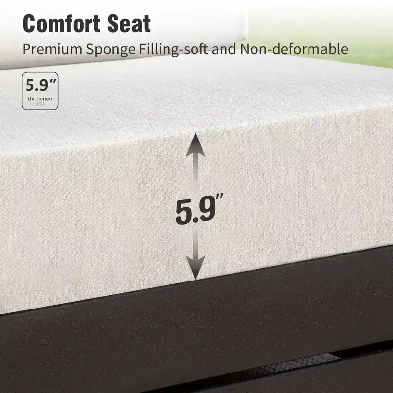 Canapé d'angle modulable d'extérieur Captiva Designs avec coussins épais et table aspect bois