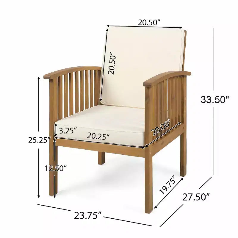 Ensemble de sièges 3 pièces en bois d'acacia Atlas Christopher Knight Home avec table d'appoint pliable