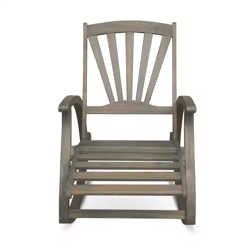 GDFStudio Dora Chaise berçante en bois d'acacia avec repose-pieds rétractable et design à lattes (Lot de 2)