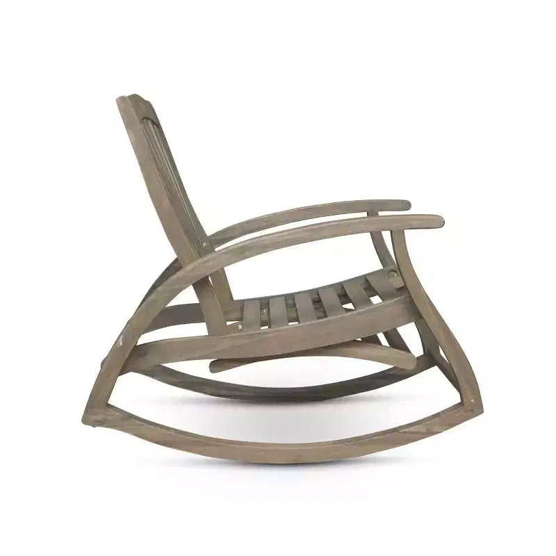 GDFStudio Dora Chaise berçante en bois d'acacia avec repose-pieds rétractable et design à lattes (Lot de 2)