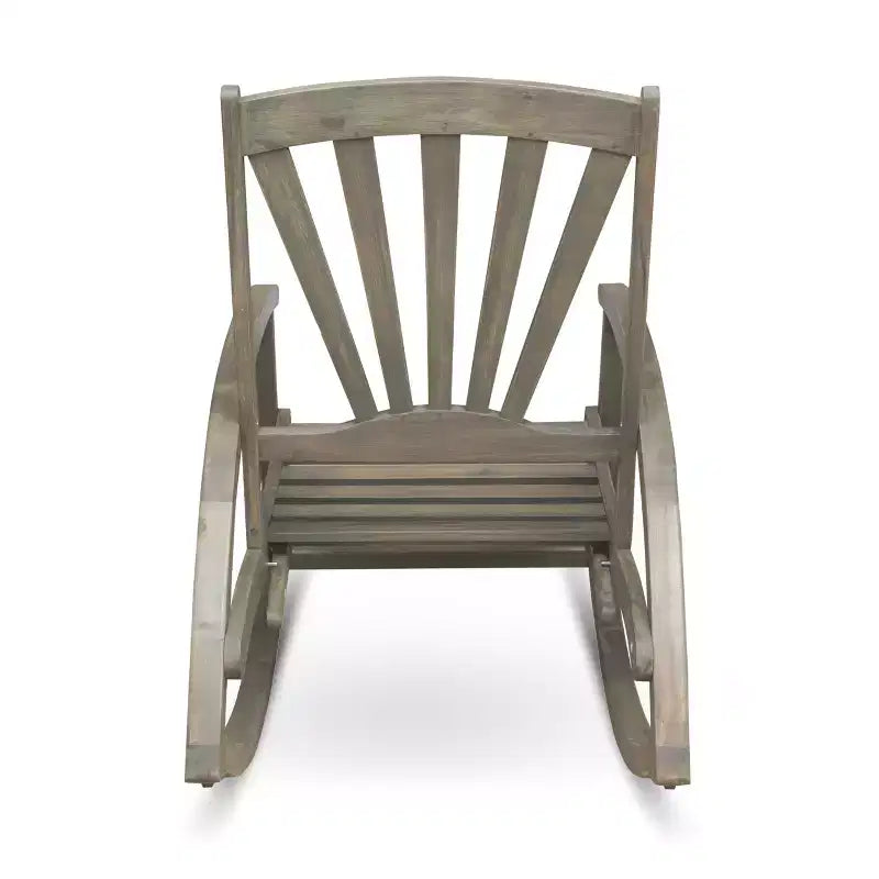 GDFStudio Dora Chaise berçante en bois d'acacia avec repose-pieds rétractable et design à lattes (Lot de 2)