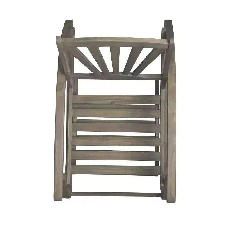 GDFStudio Dora Chaise berçante en bois d'acacia avec repose-pieds rétractable et design à lattes (Lot de 2)