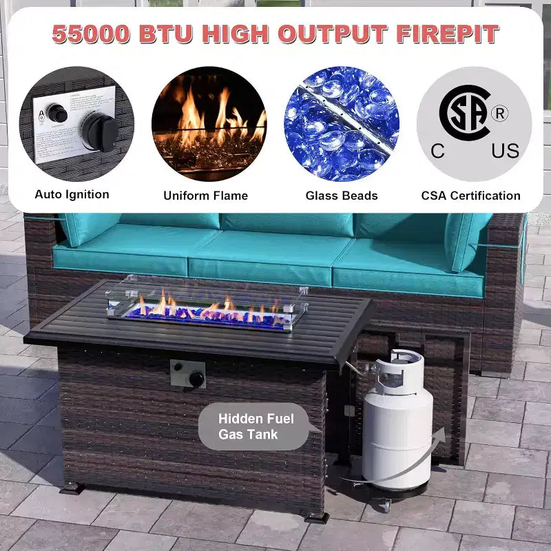 ALAULM Ensemble de 10 pièces de mobilier de patio, salons de conversation d'extérieur en rotin osier, ensemble de canapés de mobilier
