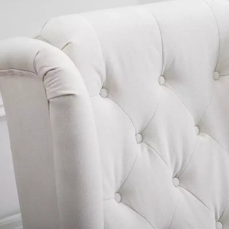 Okak Accent Chair Button-Tufted Living Room Chair with Upholstered Rounded Cushion High Wingback Armchair with Wood Legs for Lounge Bedroom