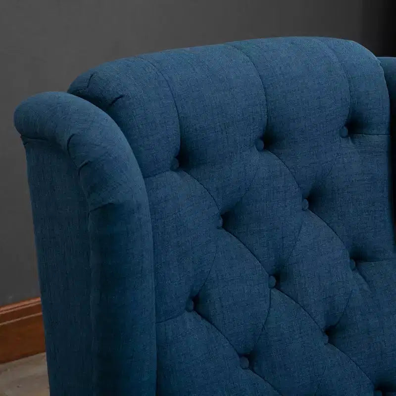 Okak Accent Chair Button-Tufted Living Room Chair with Upholstered Rounded Cushion High Wingback Armchair with Wood Legs for Lounge Bedroom